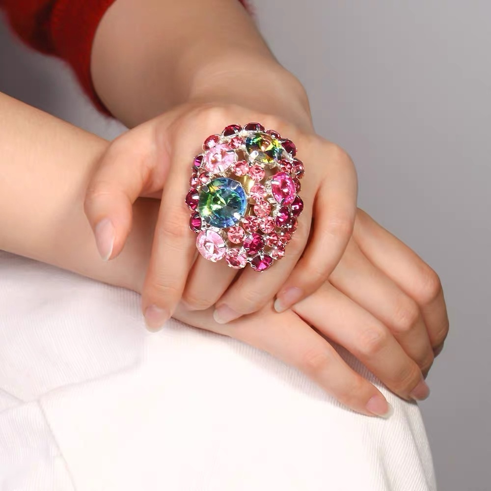 Elegant Multicolor Crystal Statement Ring - image 1